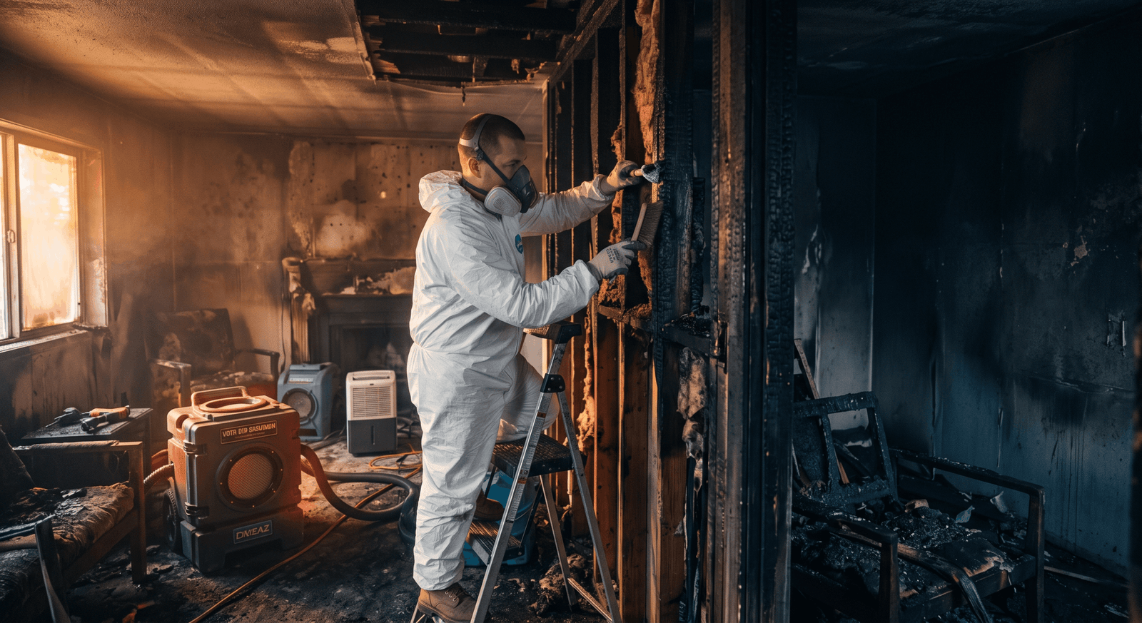 Grapevine fire and smoke damage restoration &mdash; emergency response crew on site